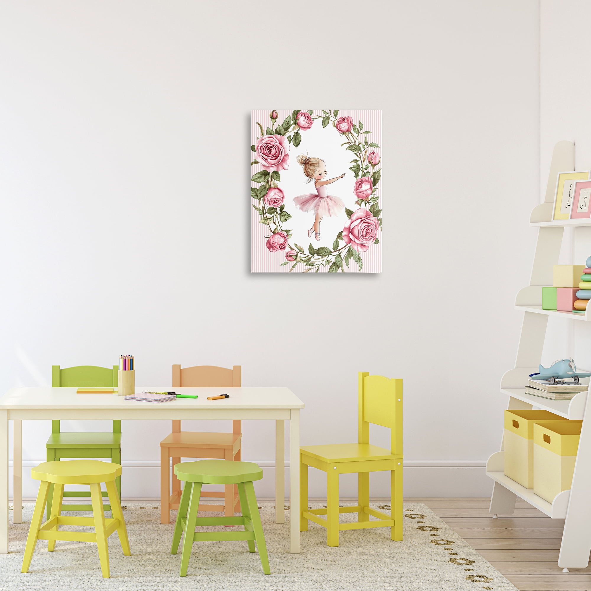Stupell Industries Little Rose Dance Ballerina Canvas Wall Art, design by Christine Simpson Art