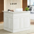 thumbnail image 5 of Finmind L-Shaped Reception Desk with Storage Shelves, Modern Front Desk Counter Table for Office, Salon, Retail Checkout, White Reception Counter with Open Storage for Small Spaces, 5 of 6