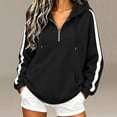 thumbnail image 6 of Atogsazn Womens 1/4 Xip Oversized Hoodies Casual Long Sleeve Fleece Hooded Sweatshirt Fall Winter Tops Black M Fashion, 6 of 7