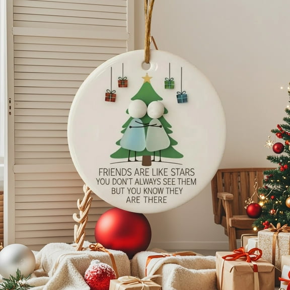 2D Flat Personalized Friendship Sea Glass Ornament,Best Friends Xmas Gift Decor,Gift for Besties,Best Friend Forever Love,Xmas Keepsake(A)