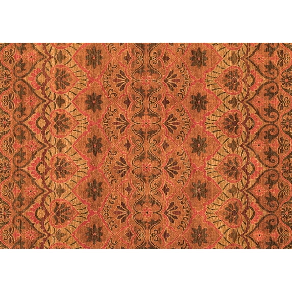 Ahgly Company Indoor Rectangle Abstract Orange Modern Area Rugs, 3' x 5'