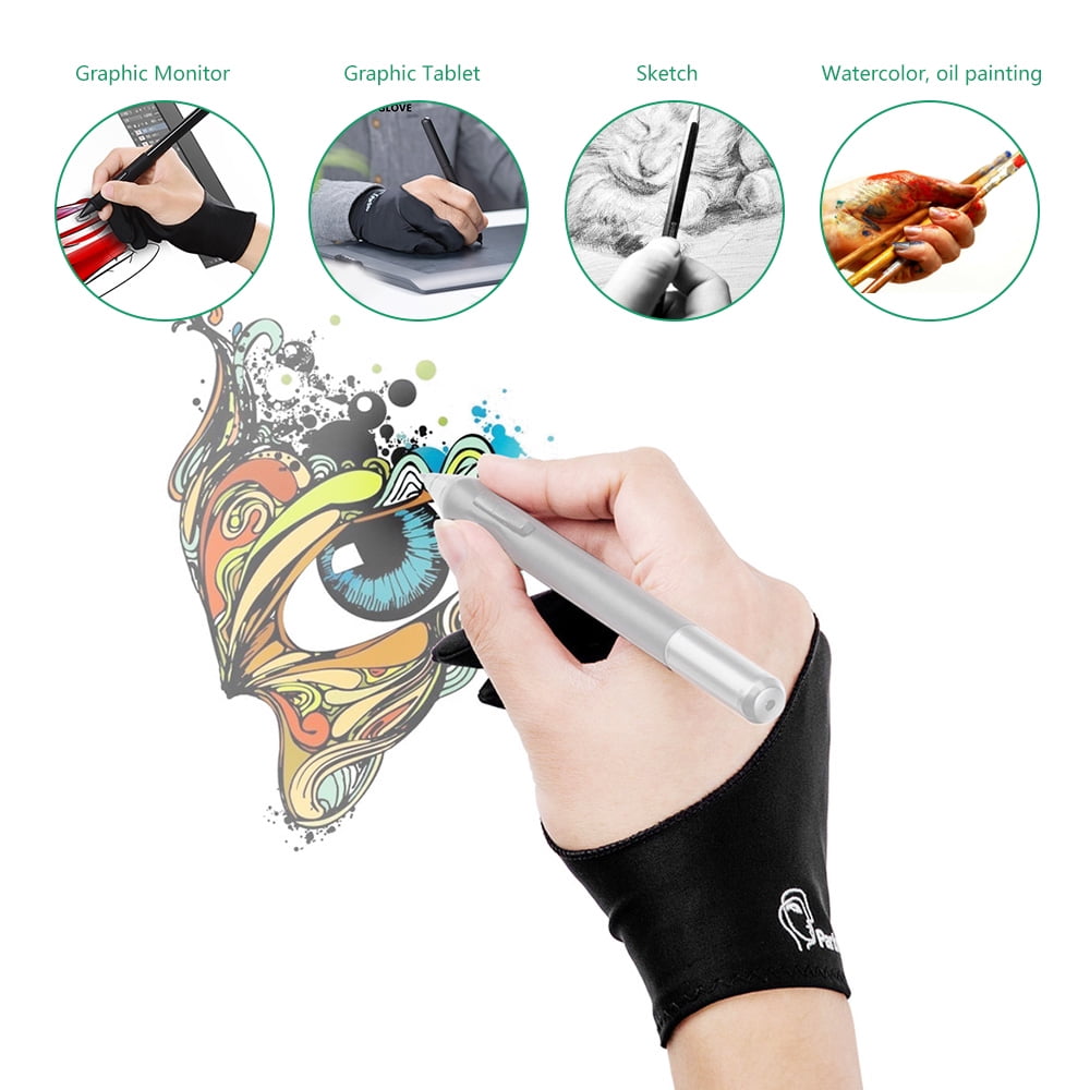 Parblo PR-01 Two-Finger Glove for Graphics Drawing Tablet, Ipad Glove, Drawing  Glove, Artist Glove, Black, Free Size 