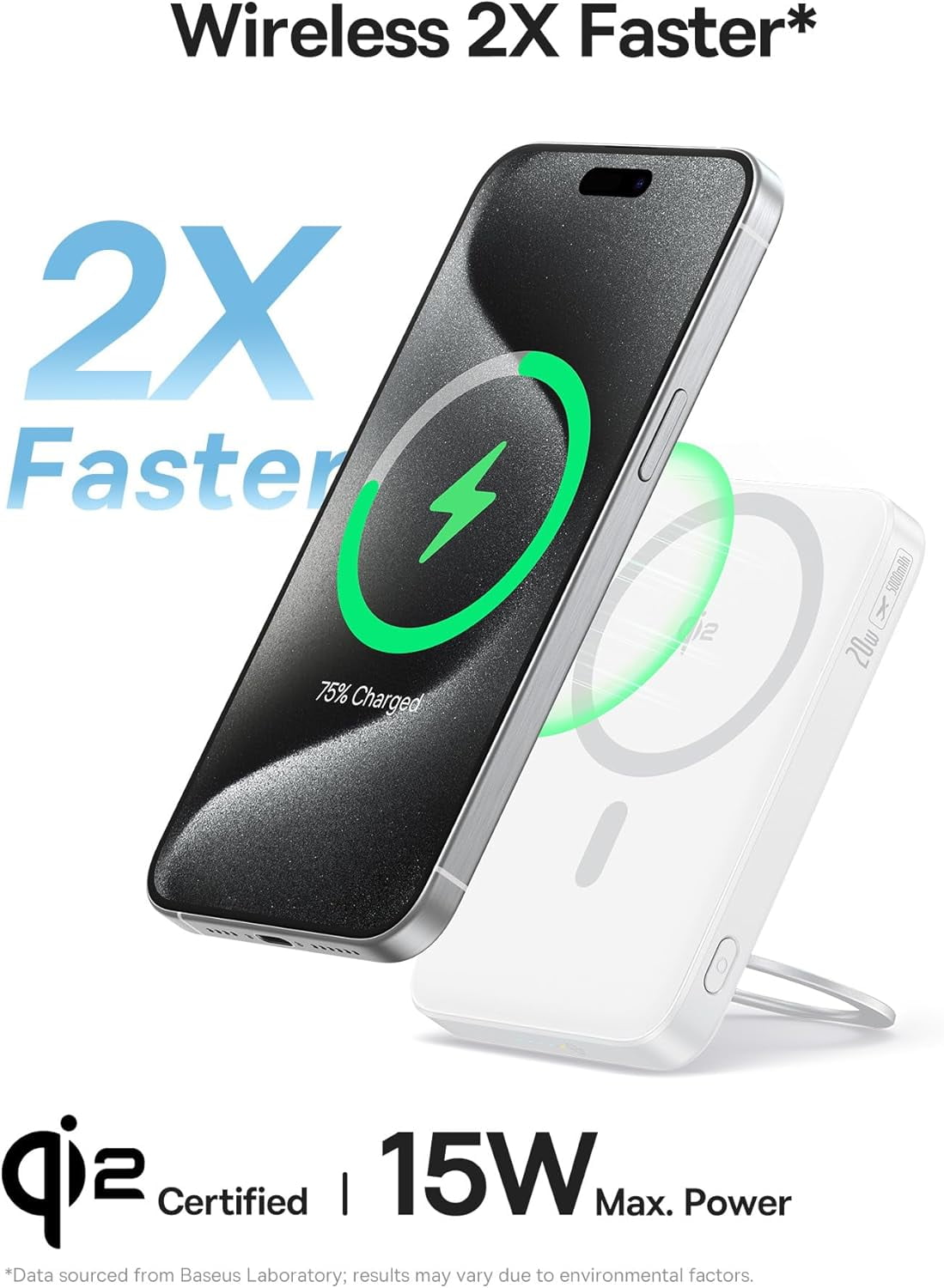 PicoGo Magnetic Power Bank, Qi2 Certified 15W Ultra-Fast Wireless Portable Charger with Stand, Ultra-Slim 5000mAh Battery Pack for iPhone 17 Pro Max 16/15/14/13/12