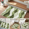 thumbnail image 5 of 2x3 Ft Entryway Area Rug, Sage Green Stripes Kitchen Rug Runner Washable Floor Mat, Retro Farmhouse Abstract Ripple Non Slip Indoor Door Mat Throw Carpet for Bathroom Living Room Bedroom, 5 of 8