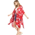 thumbnail image 2 of Women's Lightweight Bright Bohemian Print Vacation Layering Kimono (Red, One Size), 2 of 4