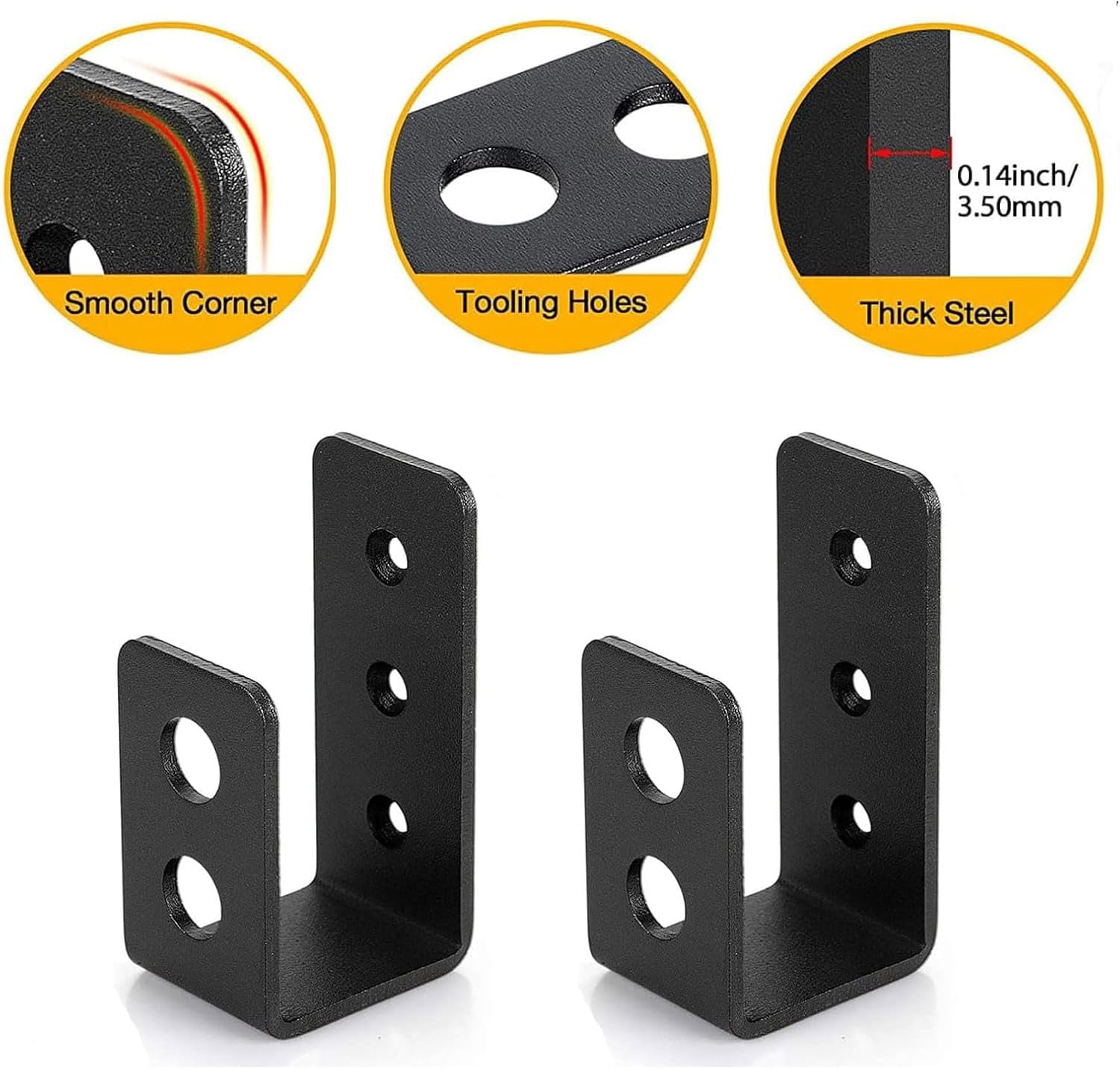 2x4 Door Barricade Brackets Security Bar U Bracket Heavy Duty Devices Night Lock Reinforcement for Tool Hanger/Shed/Garage/Gate（6 pcs）