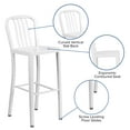 thumbnail image 6 of Flash Furniture High Vertical Slat Back Bar Stool, White, 6 of 14