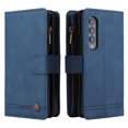 thumbnail image 2 of Dteck Samsung Galaxy Z Fold 3 5G Wallet Case with Removable Adjustable Crossbody Necklace Lanyard Shoulder Strap + Wristlet Strap, 9 Card Slots with Zipper Pocket PU Leather Case, Blue, 2 of 13