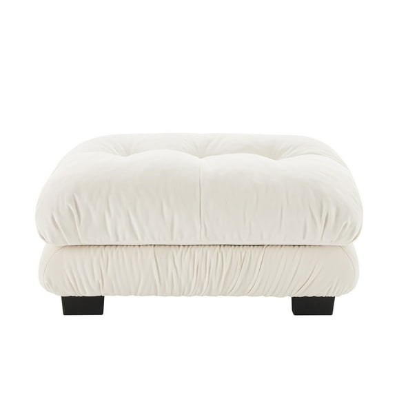 FFH Ottoman for Sectional Sofa, Chenille Cloud Ottoman for Couch, White