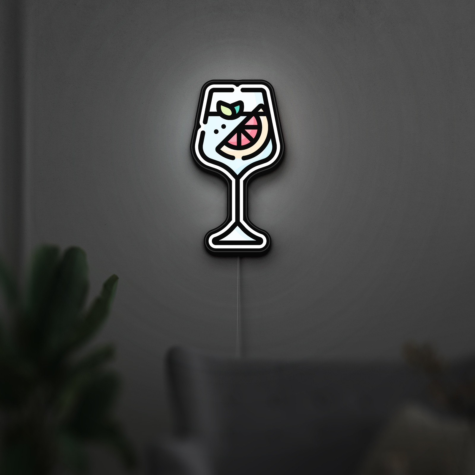 Bar Gin Tonic 3D Novelty Light Box, Pub and Cocktail Lamp Decor for Drink Lovers and Nightlife Enthusiasts (Width 24 inch, 60cm)