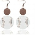thumbnail image 3 of Sports Game Ball Football Basketball Wooden Leopard Print Drop Earrings for Women Round Baseball Soccer Volleyball Dangle Earrings Fans Players Holiday Jewelry, 3 of 6
