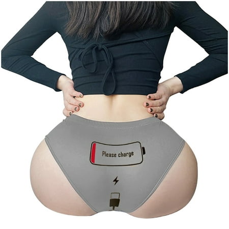 

Odeerbi Plus Size Underwear for Women Sexy Panties Cartoon Print Stretch Soft Seamless Underwear Gray