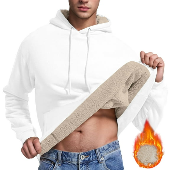 asjyhkr Hoodies for Men Fleece Lined Long Sleeve Hooded Drawstring Sweatshirts Thermal Running Gym Workout Shirts
