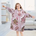 thumbnail image 5 of FORMRS Wearable Blanket Hoodie with Sleeves for Kids Cozy Flannel Sweatshirt, Pink Gingerbread Houses, 5 of 7