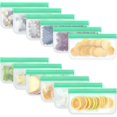 thumbnail image 1 of CABEN-12 Pack Reusable Snack Bags, Silicone Snack Bags Reusable Storage, Leakproof Snack Storage Bags Containers for Travel Picnic, Work, Home Use, 1 of 4