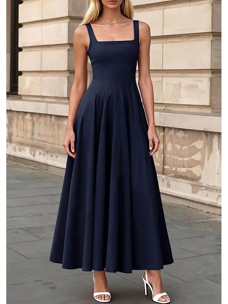 PRETTYGARDEN Cocktail Dresses for Women Formal Summer Sleeveless A Line Long Flowy Spring Wedding Guest Party Midi Dress