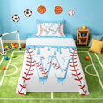 thumbnail image 2 of Manfei Kawaii Baseball Twin Sheets, Sport W Letter Bedding, Light Blue W 3 Pieces(1 Flat Sheet, 1 Fitted Sheet and 1 Pillowcase), 2 of 6