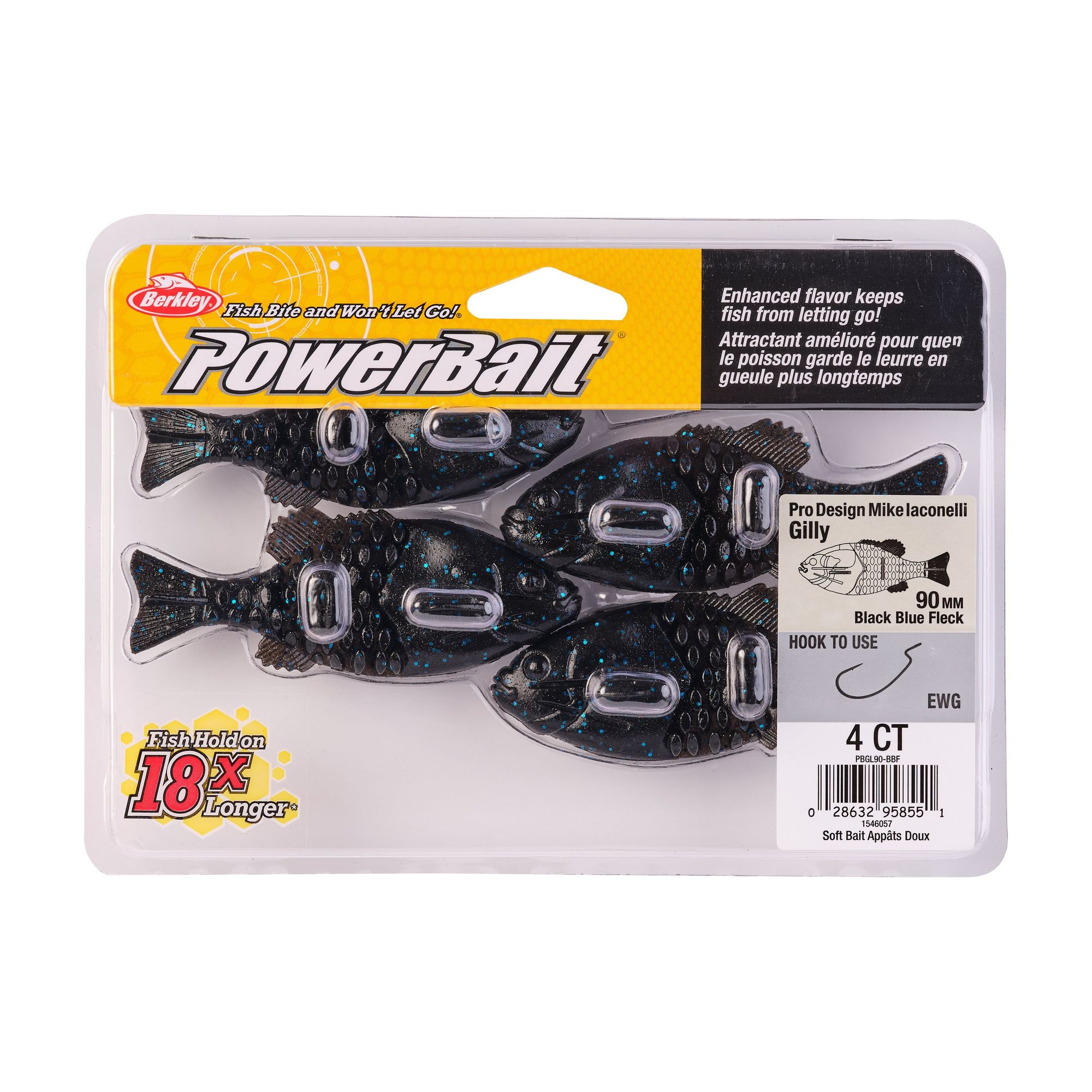 (3 pack) Berkley PowerBait® Gilly Soft Bait - Black Blue Fleck