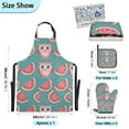 thumbnail image 3 of Cute Owl and Watermelon 5 Pcs Kitchen Set Heat Resistant Oven Mitts and Non-Slip Pot Holders with Adjustable Cooking Apron, 3 of 6