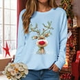 thumbnail image 2 of TTUHYWXI Christmas Sweatshirt Women Xmas Deer Graphic Fall Wimter Clothes Crewneck Pullover Long Raglan Sleeve Top (Sky Blue, XL), 2 of 9
