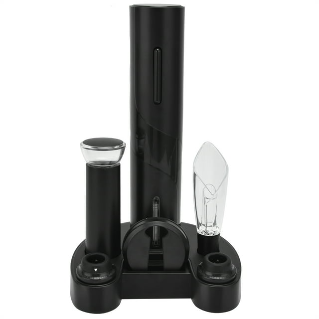 Wine Bottle Opener Set Air Pump Pourer Soft Electric Wine Opener with Aluminum Foil Cutter and Base