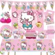 thumbnail image 2 of Juego de decoraciones para fiesta de cumpleaños de Hello Kitty con dibujos animados, vajilla desechable para niñas, vasos, platos, servilletas, pajitas, suministros para baby shower, 2 of 4
