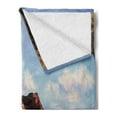 thumbnail image 2 of Country Soft Flannel Fleece Throw Blanket, Painting of a Sea Coast with Rock Beach Shore Wave and Seagull Nature Art, Cozy Plush for Indoor and Outdoor Use, 70" x 90", Blue Brown White, by Ambesonne, 2 of 5