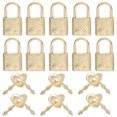 thumbnail image 3 of KAKOWELY 10Pcs Alloy Padlocks Suitcase Small Locks Simple Notebook Safety Locks (Golden),1.18"X0.67"X0.28", 3 of 5