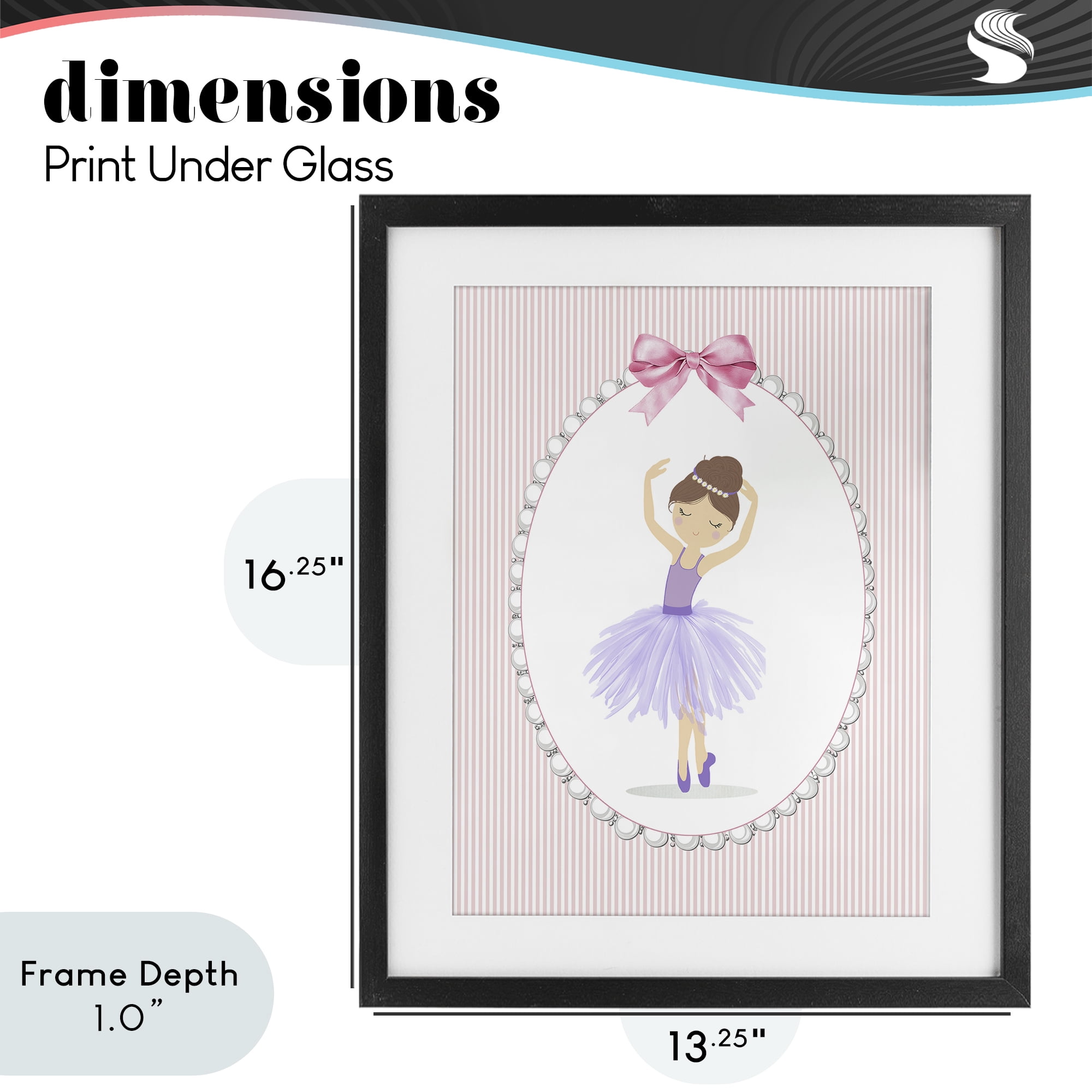 Stupell Industries Graceful Dance on Stripes Black Framed Print Under Glass, design by Christine Simpson Art