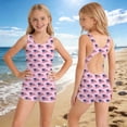 thumbnail image 2 of Shadoumai Girls Swimsuit One Piece Size 8 Scalloped Ribbed Tankini with Shorts Quick Dry Color Block Ruffle Bathing Suit with Mesh Cover Ups Swimwear with Cover Up Skirt, 2 of 4