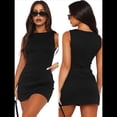 thumbnail image 3 of Vestido Mini de Verano Sin Mangas con Cuello para Mujer, Ajustado, para Fiestas y Clubes. Negro L, 3 of 7