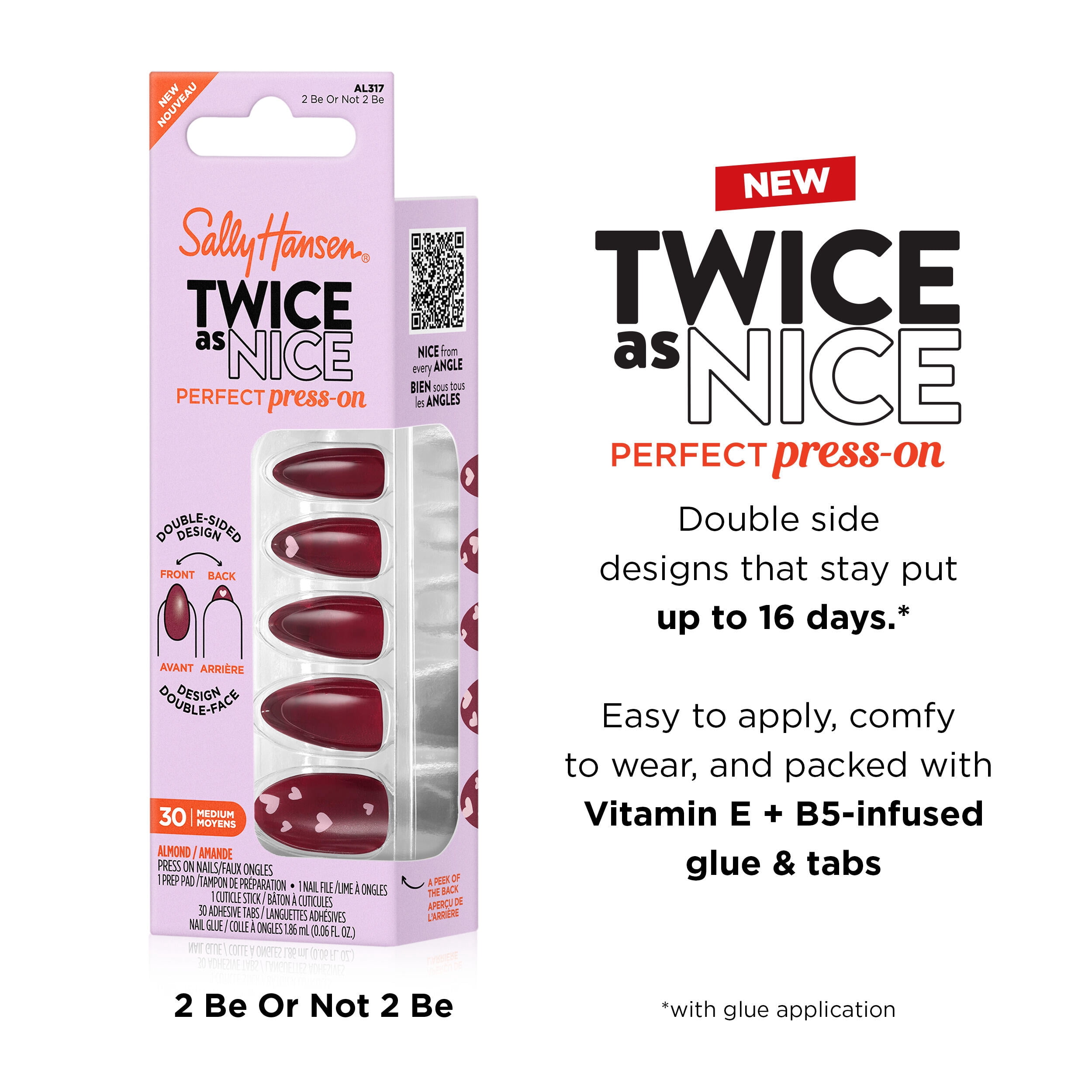 Sally Hansen Perfect Press-Ons Twice As Nice Manicure Set 2 Be Or Not 2 Be