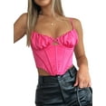 thumbnail image 3 of Liacowi Women Sexy Corset Crop Tops Push Up Bustier Boned Top Spaghetti Strap Slim Bodycon Cami Top Party Streetwear, 3 of 6