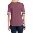 thumbnail image 2 of Women's Scorecard Tee Distressed Printed Stripes Heathered Cardinal/ White X-Small, 2 of 4