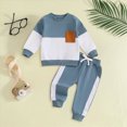 thumbnail image 2 of TOWED22 Toddler Baby Boy Fall Winter Clothes Contrast Color Long Sleeve Pockets Sweatshirt Pants Set Cute 2Pcs Outfit Set(Blazer,6-12 M), 2 of 6