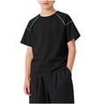 thumbnail image 4 of Amidoa Girls Short Sleeve Crewneck Summer T Shirts Cotton Casual Kids Tops Black Size 6, 4 of 6