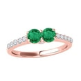 thumbnail image 1 of Mauli Jewels Rings for Women 1.10 Carat Two Stone Diamond And Emerald Ring Prong-Setting 14k Rose Gold, 1 of 6