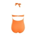thumbnail image 6 of Quealent Maternity Cutout One Piece Swimsuit Twist Front Criss-Cross Bathing Suit High Waisted Pregnancy Swimwear Orange for Size XL, 6 of 7