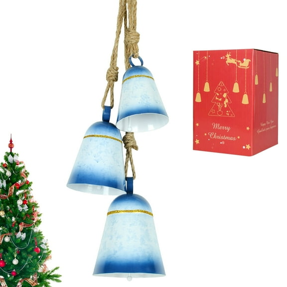 Blue Cow Bell Christmas Decorations - Tree Hanging Bells, Festive Ornaments to Spruce Up Xmas Tree, Holiday Decor Essentials