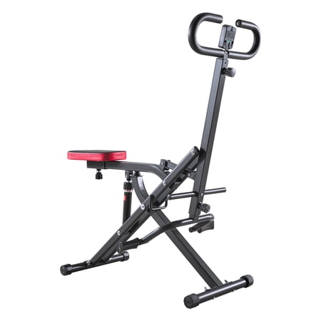 KFFKFF Foldable Squat and Rowing Machine for Home Workouts Adjustable Resistance with 12 Levels Glute and Leg Exercise Equipment Compact and Easy to Set Up Black