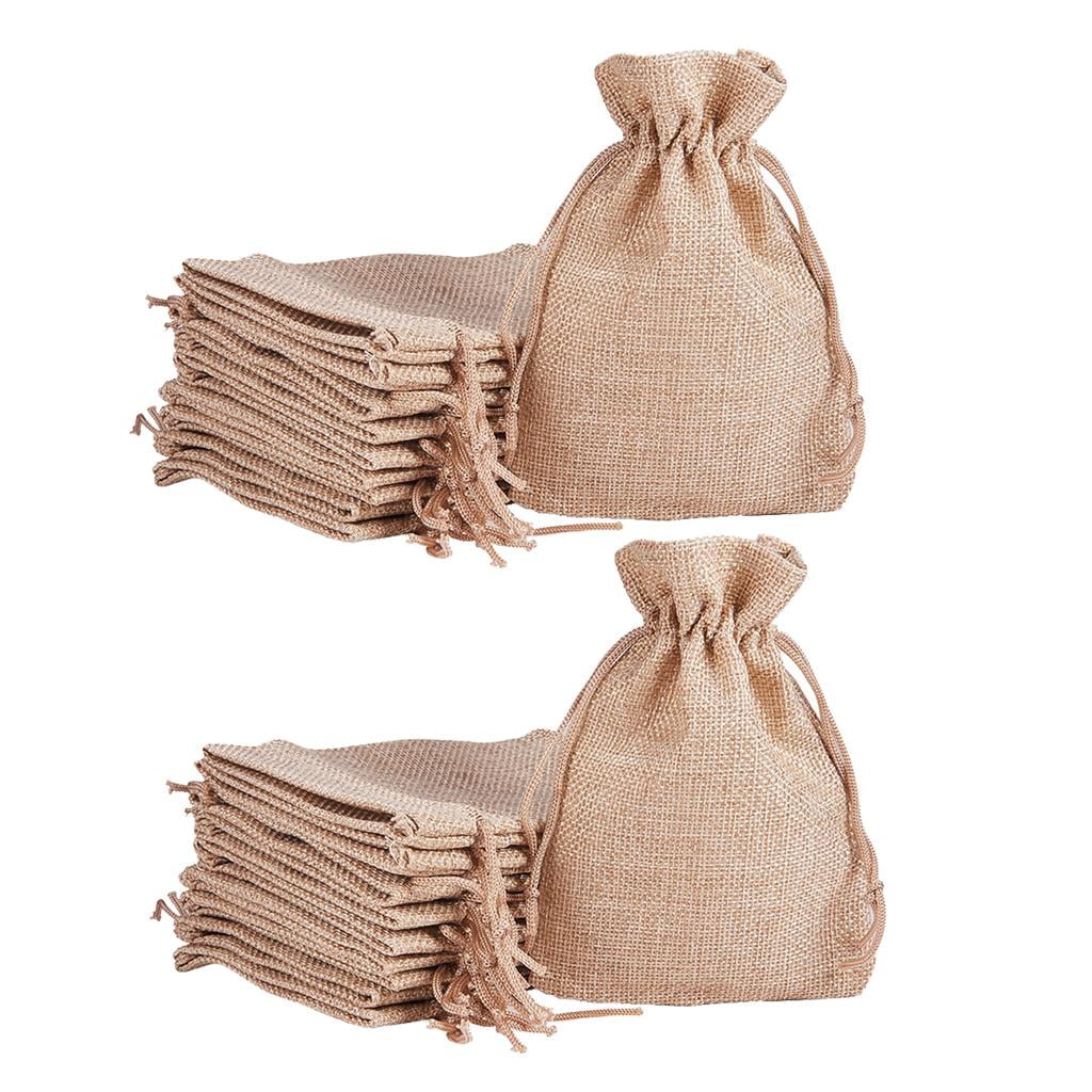 Flameer Jute Drawstring Burlap Gift Bags Pouches for Soap Coffee Wedding Party Favor 