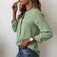 thumbnail image 6 of GUACER Womens Linen Long Sleeve Blouses Fashion Solid Button Down V Neck Loose Casual Spring Summer Outfits, 6 of 9