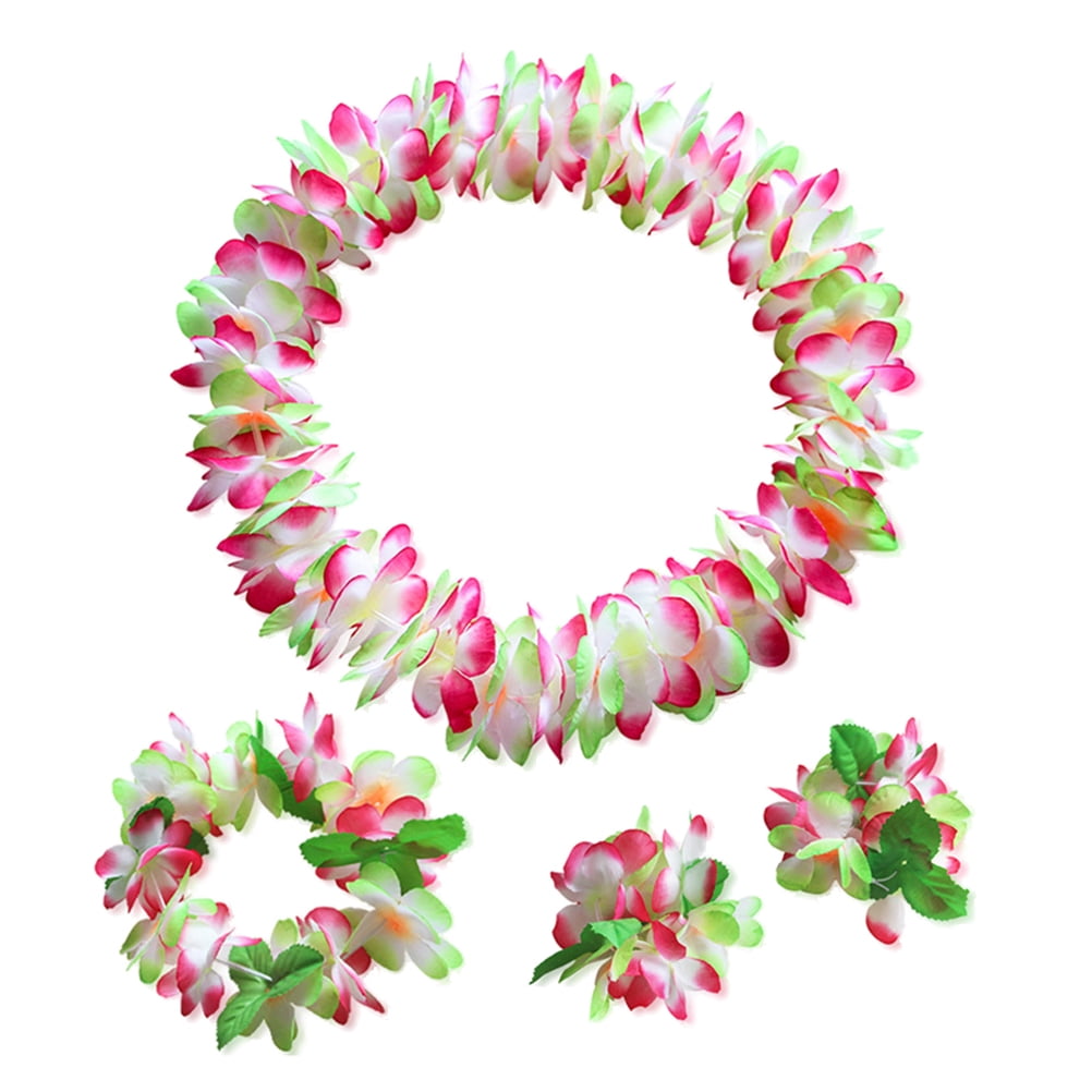 NUOLUX Flower Party Hawaiian Luau Lei Tropical Leis Headband Necklace