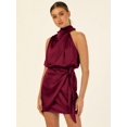 thumbnail image 5 of Women's Mock Neck Tie Waist Cocktail Dress, 5 of 5