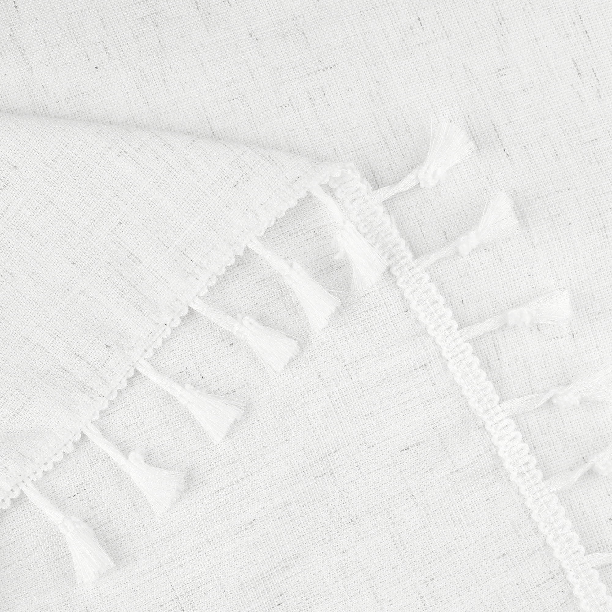 Unique Bargains Rustic Tablecloth Cotton Linen Waterproof Table Cover with Tassels, Diamond Grey 55"x55"