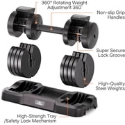 FLYBIRD Adjustable Dumbbell, 55LB/110LB Single Dumbbell for Home Gym Exercise & Fitness, 5-IN-1 Fast Adjustable Weights with Anti-Slip Handle (2 Weight Option)