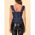 thumbnail image 4 of DARING DIVA Women's Party Lace Trim Tank Top Faux Leather PU Sleeveless Top XS Dark Blue, 4 of 6