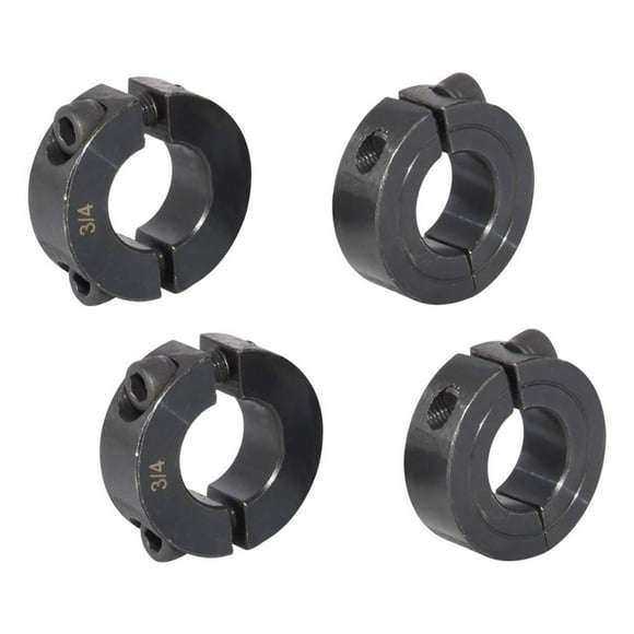 AZSSMUK Collares de eje con abrazadera de doble división de metal con orificio de 3/8" y tornillo de fijación, 4 piezas
