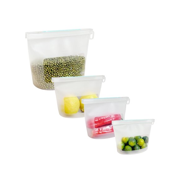 Set de 4 bolsas reutilizables de silicona para almacenamiento de alimentos CuLiDing