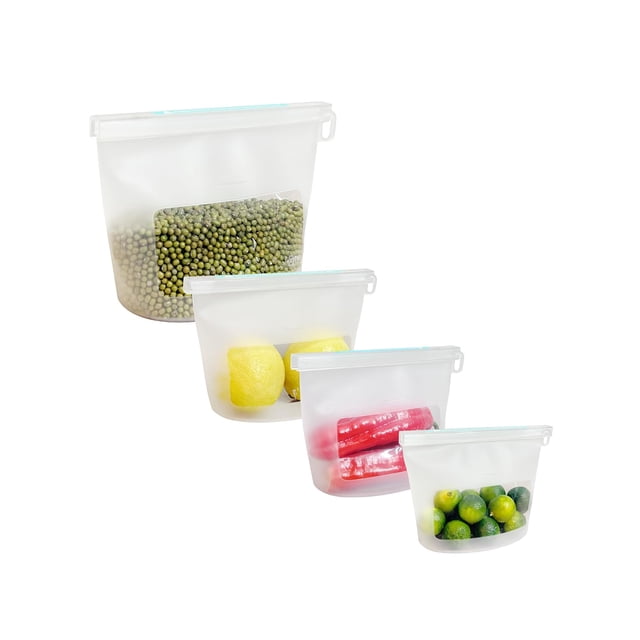 Set de 4 bolsas reutilizables de silicona para almacenamiento de alimentos CuLiDing